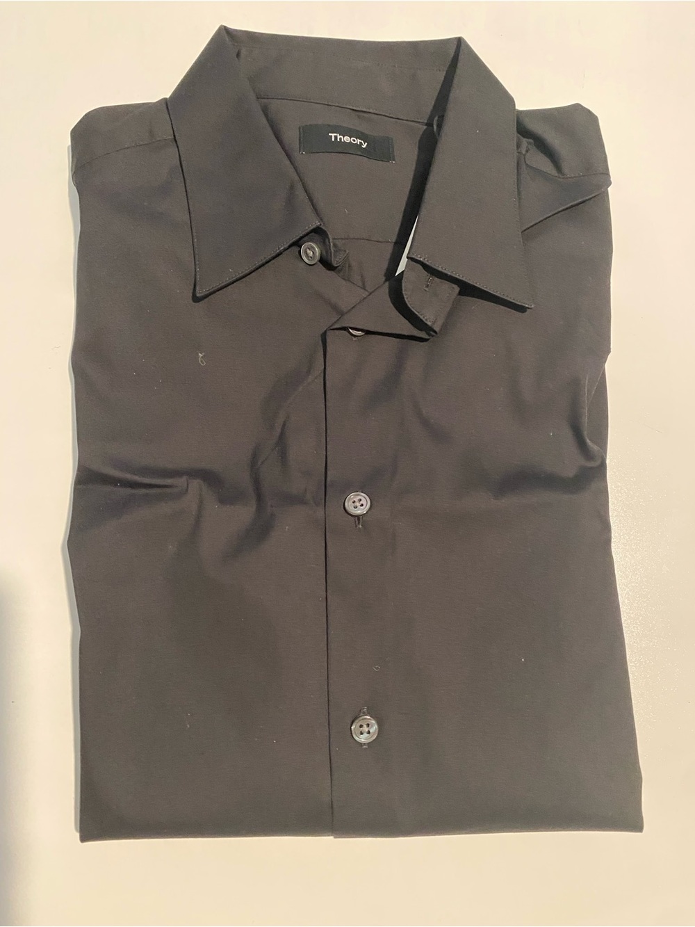 Theory Men's Black Dress Shirt - Classic Point Collar size Small